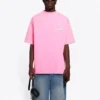 Erkek Balenciaga Logo Baskılı Kısa Kollu Pembe 641675TJVF75713