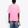Erkek Balenciaga Logo Baskılı Kısa Kollu Pembe 641675TJVF75713