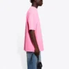 Erkek Balenciaga Logo Baskılı Kısa Kollu Pembe 641675TJVF75713