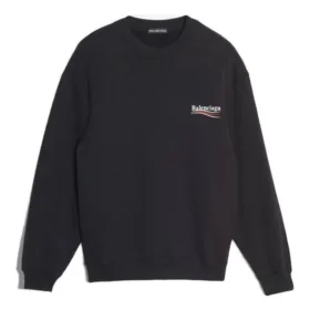 Erkek Balenciaga Logo Baskılı Uzun Kollu Siyah 556147TBV141000
