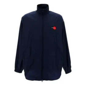 Erkek Balenciaga Logolu Fermuarlı Dik Yakalı Ceket Mavi 622002TIO508065