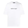Erkek Balenciaga Logolu Rahat Kısa Kollu Beyaz Tişört 612966TIV549040