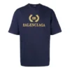 Erkek Balenciaga Logolu Yuvarlak Yaka Kısa Kollu Lacivert 535622TAV044128
