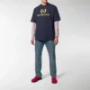 Erkek Balenciaga Logolu Yuvarlak Yaka Kısa Kollu Lacivert 535622TAV044128