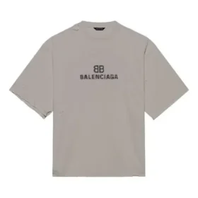 Erkek Balenciaga Mozaik Logo BB Alfabe Gevşek Delikli Eskitme Kısa Kollu Gri 651795TKVF58174 Erkek Balenciaga Mozaik Logo BB Alfabe Gevşek Delikli Eskitme Kısa Kollu Gri 651795TKVF58174