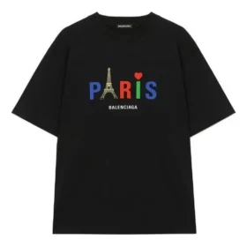 Erkek Balenciaga Paris Love Standart Tişört Baskılı Kısa Kollu Siyah 594579TGV431000 Erkek Balenciaga Paris Love Standart Tişört Baskılı Kısa Kollu Siyah 594579TGV431000
