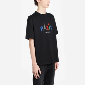 Erkek Balenciaga Paris Love Standart Tişört Baskılı Kısa Kollu Siyah 594579TGV431000 Erkek Balenciaga Paris Love Standart Tişört Baskılı Kısa Kollu Siyah 594579TGV431000