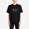 Erkek Balenciaga Paris Love Standart Tişört Baskılı Kısa Kollu Siyah 594579TGV431000