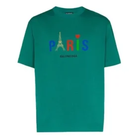 Erkek Balenciaga Paris Love Standart Tişört Baskılı Kısa Kollu Yeşil 594579TGV433640 Erkek Balenciaga Paris Love Standart Tişört Baskılı Kısa Kollu Yeşil 594579TGV433640