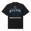 Erkek Balenciaga Rammstein Almanya Grubu Çapraz Desenli Kısa Kollu Siyah 651795TLV511000