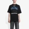 Erkek Balenciaga Rammstein Almanya Grubu Çapraz Desenli Kısa Kollu Siyah 651795TLV511000