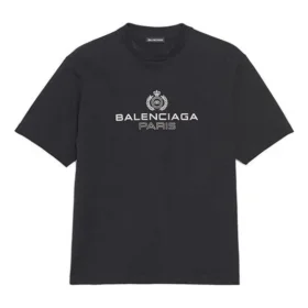 Erkek Balenciaga Retro Örgü BB Paris Baskılı Kısa Kollu Siyah 594579TGV601000