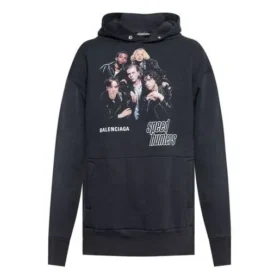 Erkek Balenciaga Speedhunters Boysband Baskılı Kapüşonlu Uzun Kollu Lacivert 541873TCV371055