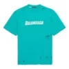 Erkek Balenciaga SS21 Alfabe Baskılı Desenli Delikli Yuvarlak Yaka Kısa Kollu Yeşil 651795TKVB84661