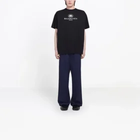 Erkek Balenciaga SS21 B Alfabe logolu Desenli Kısa Kollu Siyah 570803TFV761000
