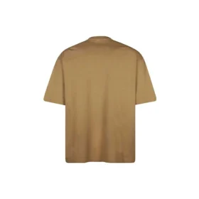 Erkek Balenciaga SS21 Bol Yuvarlak Yaka Alfabe İşlemeli Logo Kısa Kollu Haki 612966TJV879504