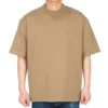 Erkek Balenciaga SS21 Bol Yuvarlak Yaka Alfabe İşlemeli Logo Kısa Kollu Haki 612966TJV879504