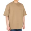 Erkek Balenciaga SS21 Bol Yuvarlak Yaka Alfabe İşlemeli Logo Kısa Kollu Haki 612966TJV879504