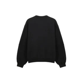 Erkek Balenciaga SS21 Delikli Geniş Yuvarlak Yaka Uzun Kollu Siyah 641654TJVI71070