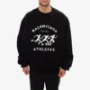 Erkek Balenciaga SS21 Delikli Geniş Yuvarlak Yaka Uzun Kollu Siyah 641654TJVI71070