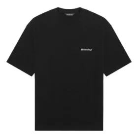 Erkek Balenciaga SS21 Düz Renkli Logo Baskılı Kısa Kollu Siyah 612966TJV871070 Erkek Balenciaga SS21 Düz Renkli Logo Baskılı Kısa Kollu Siyah 612966TJV871070
