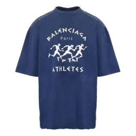 Erkek Balenciaga SS21 Koşu Desenli Baskılı Logo Bol Kesim Kısa Kollu Mavi 641614TJVK64866 Erkek Balenciaga SS21 Koşu Desenli Baskılı Logo Bol Kesim Kısa Kollu Mavi 641614TJVK64866