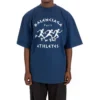 Erkek Balenciaga SS21 Koşu Desenli Baskılı Logo Bol Kesim Kısa Kollu Mavi 641614TJVK64866
