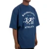 Erkek Balenciaga SS21 Koşu Desenli Baskılı Logo Bol Kesim Kısa Kollu Mavi 641614TJVK64866