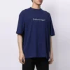 Erkek Balenciaga SS21 Logo Baskılı Alfabe Kısa Kollu Mavi 612966TIV545400