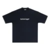 Erkek Balenciaga SS21 Logo Baskılı Kısa Kollu Siyah 612966TIV541070
