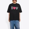 Erkek Balenciaga SS21 Love Kısa Kollu Siyah 612966TJVL51070