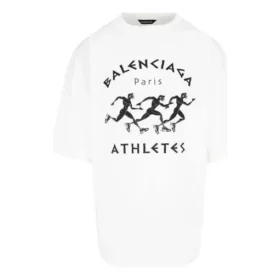 Erkek Balenciaga SS21 Maraton Koşu Desenli Baskılı Logo Kısa Kollu Beyaz 641614TJVK69040 Erkek Balenciaga SS21 Maraton Koşu Desenli Baskılı Logo Kısa Kollu Beyaz 641614TJVK69040