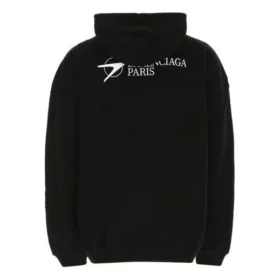 Erkek Balenciaga SS21 Pamuklu Büyük Kapüşonlu Uzun Kollu Siyah 620973TKV871070