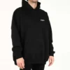 Erkek Balenciaga SS21 Pamuklu Büyük Kapüşonlu Uzun Kollu Siyah 620973TKV871070