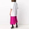 Erkek Balenciaga SS21 Pamuklu Logo Yuvarlak Yaka Kısa Kollu Beyaz 641655TJV879040