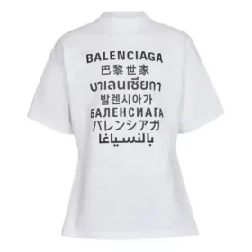 Erkek Balenciaga SS21 Word Kısa Kollu Beyaz 641613TJVI59040