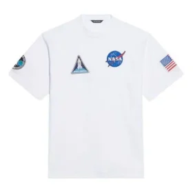 Erkek Balenciaga x NASA Crossover FW21 Bol Yuvarlak Yaka Kısa Kollu Beyaz 651795TKVD79040 Erkek Balenciaga x NASA Crossover FW21 Bol Yuvarlak Yaka Kısa Kollu Beyaz 651795TKVD79040
