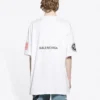 Erkek Balenciaga x NASA Crossover FW21 Bol Yuvarlak Yaka Kısa Kollu Beyaz 651795TKVD79040