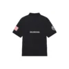 Erkek Balenciaga x NASA Crossover FW21 Uzay Desenli Pamuklu Düz Renkli Polo Tişört Siyah 662493TKVG11070