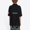 Erkek Balenciaga x NASA Crossover FW21 Uzay Desenli Pamuklu Düz Renkli Polo Tişört Siyah 662493TKVG11070