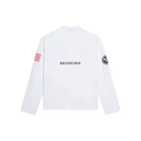 Erkek Balenciaga x NASA Crossover Uzay Desenli Uzun Kollu Yuvarlak Yaka Beyaz 662496TKVD79040