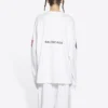 Erkek Balenciaga x NASA Crossover Uzay Desenli Uzun Kollu Yuvarlak Yaka Beyaz 662496TKVD79040