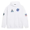 Erkek Balenciaga x NASA FW21 Crossover Logo Pamuklu Klasik Kapüşonlu Bol Uzun Kollu Beyaz 651799TKVD89040