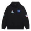 Erkek Balenciaga x NASA FW21 Crossover Logo Pamuklu Klasik Kapüşonlu Bol Uzun Kollu Siyah 651799TKVD81070