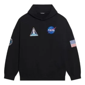 Erkek Balenciaga x NASA FW21 Crossover Logo Pamuklu Klasik Kapüşonlu Bol Uzun Kollu Siyah 651799TKVD81070 Erkek Balenciaga x NASA FW21 Crossover Logo Pamuklu Klasik Kapüşonlu Bol Uzun Kollu Siyah 651799TKVD81070