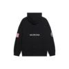 Erkek Balenciaga x NASA FW21 Crossover Logo Pamuklu Klasik Kapüşonlu Bol Uzun Kollu Siyah 651799TKVD81070