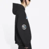Erkek Balenciaga x NASA FW21 Crossover Logo Pamuklu Klasik Kapüşonlu Bol Uzun Kollu Siyah 651799TKVD81070