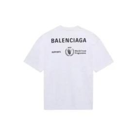 Erkek Balenciaga x WFP 1. Nesil Çapraz Baskılı Logo Yuvarlak Yaka Kazak Kısa Kollu Gri 612966THV841167