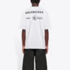 Erkek Balenciaga x WFP 1. Nesil Çapraz Baskılı Logo Yuvarlak Yaka Kazak Kısa Kollu Gri 612966THV841167