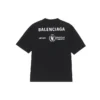 Erkek Balenciaga x WFP 1. Nesil Çapraz Baskılı Logo Yuvarlak Yaka Kazak Kısa Kollu Siyah 612966THV841000
